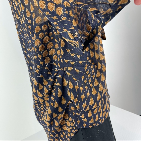 Gorgeous Navy & Brown Blouse with Tie Front - 8 - Picture 8 of 12